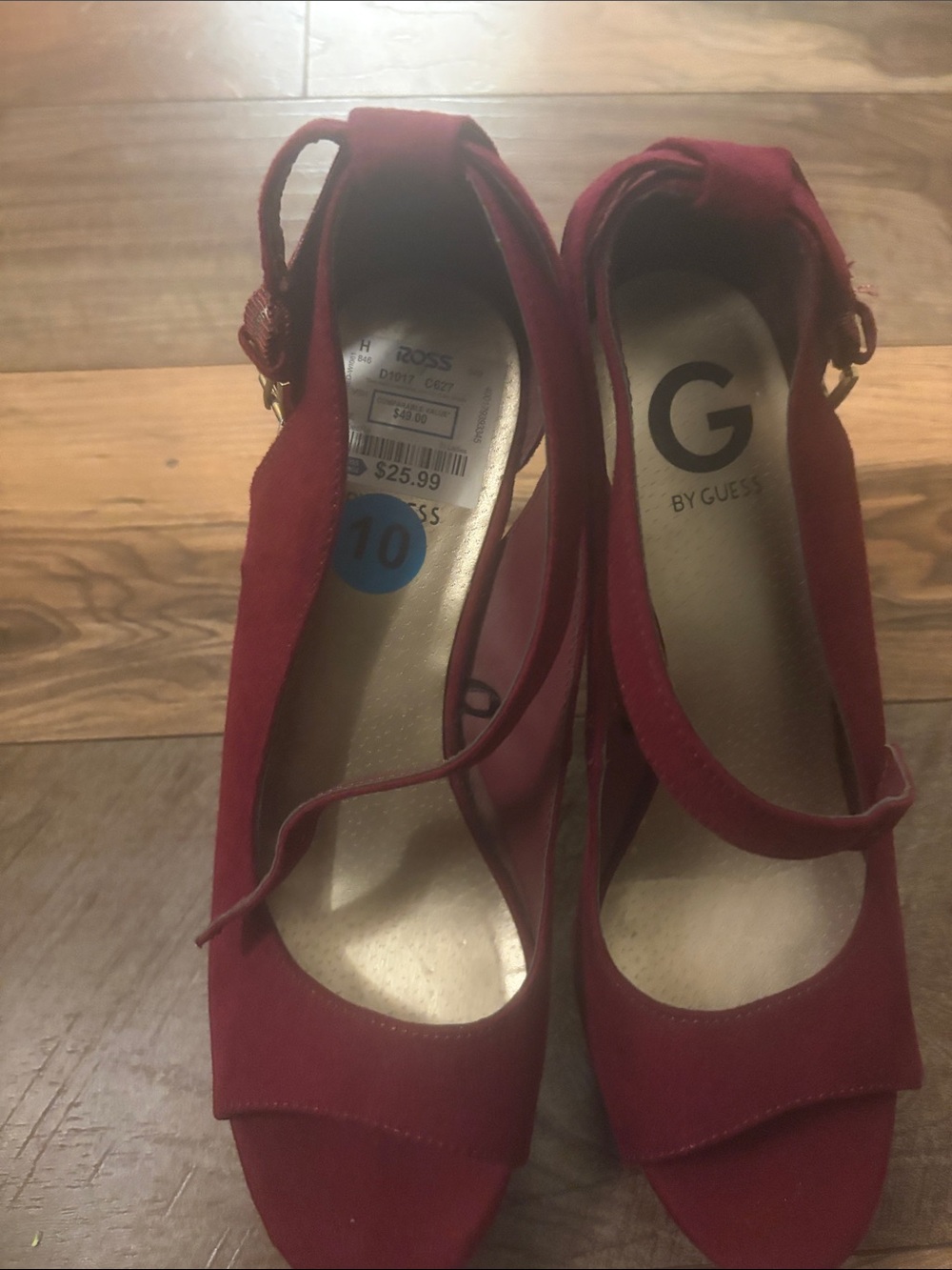 G by Guess Red Open-Toe Slingback Heels